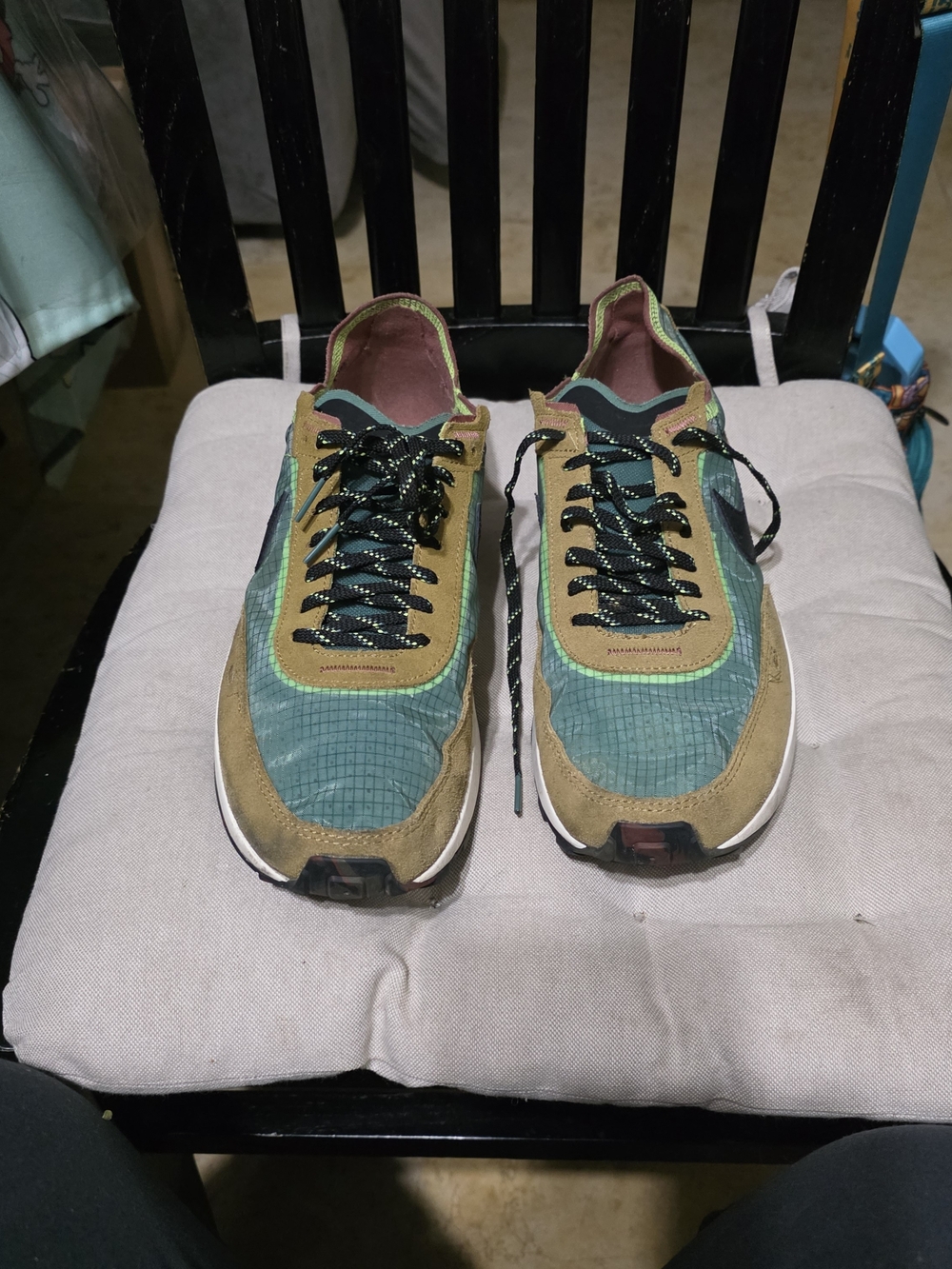 Nike Waffle One SE Camo Soles Golden Moss DX3736 Sze 10 Used